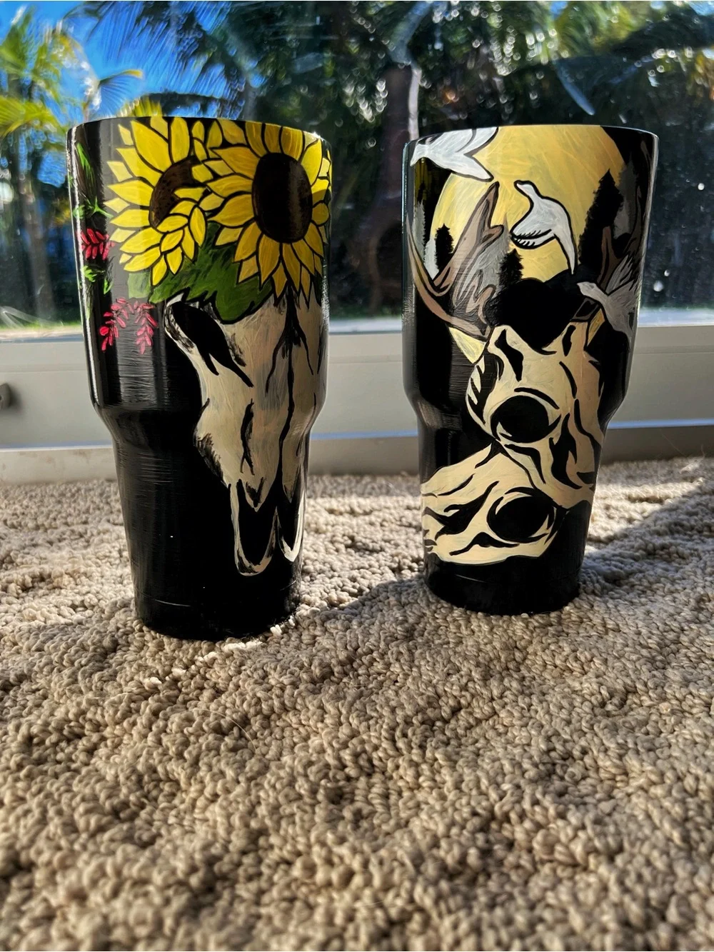 Hand-Painted Black Insulated Tumblers